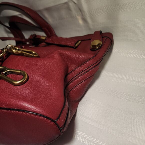 orYANY Cassie Raspberry Pebbled Leather XL Satchel Bag Detachable Shldr Strap - Picture 10 of 16